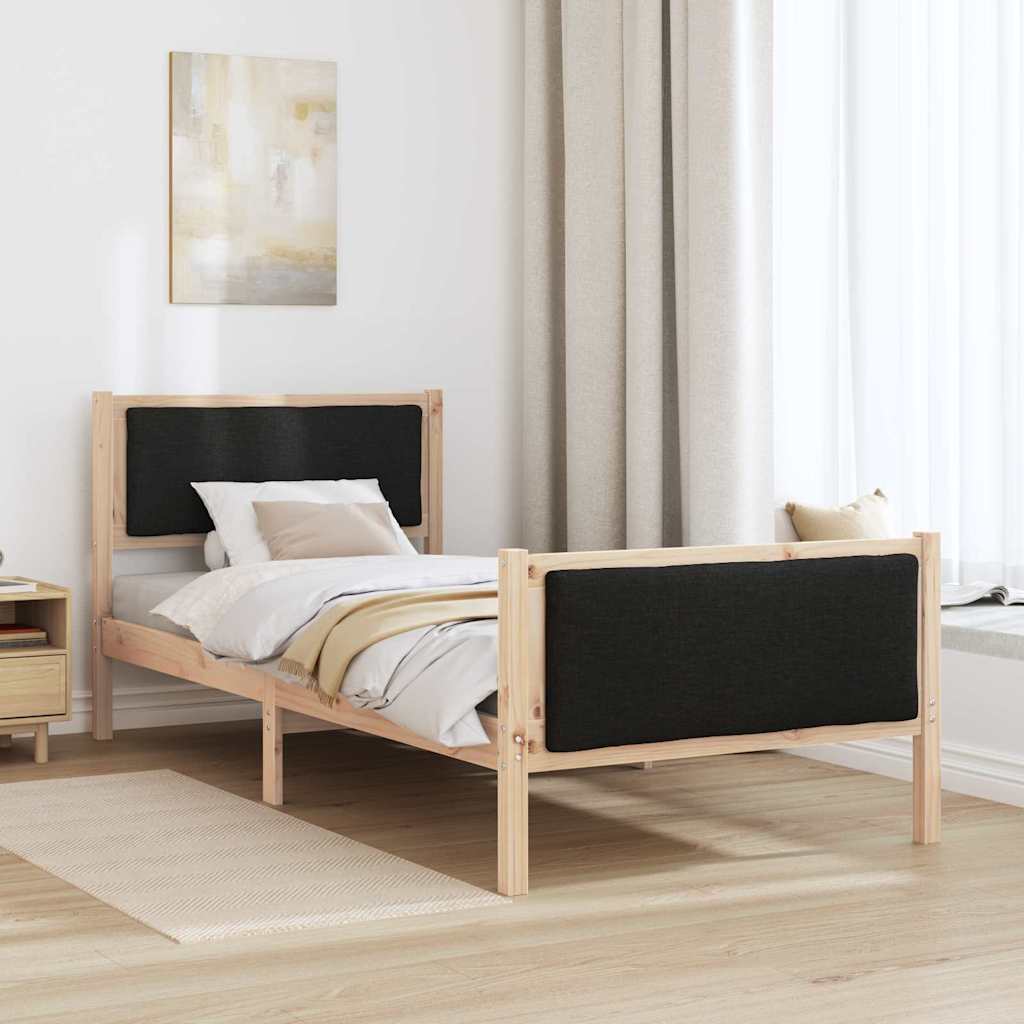 Bed Frame with Headboard Black 90 x 190 cm Fabric