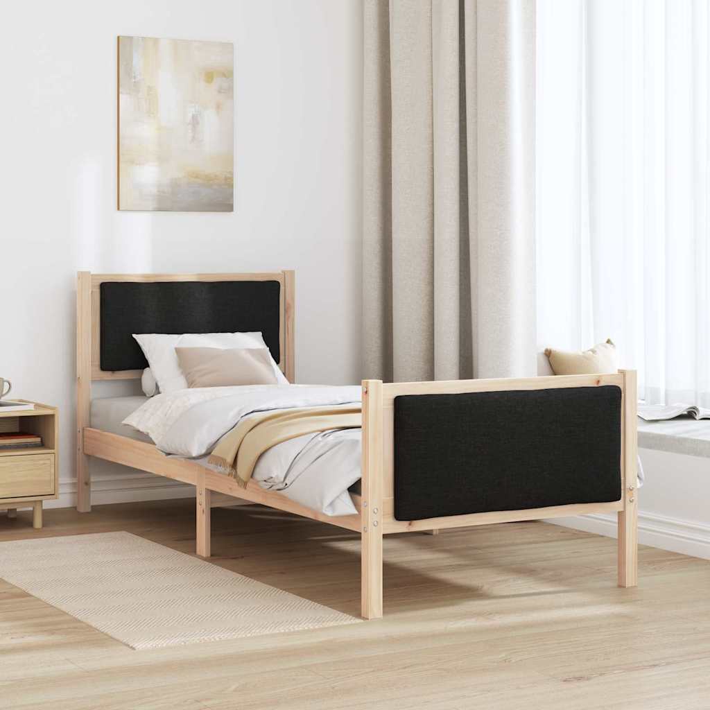 Bed Frame with Headboard Black 75 x 190 cm Fabric