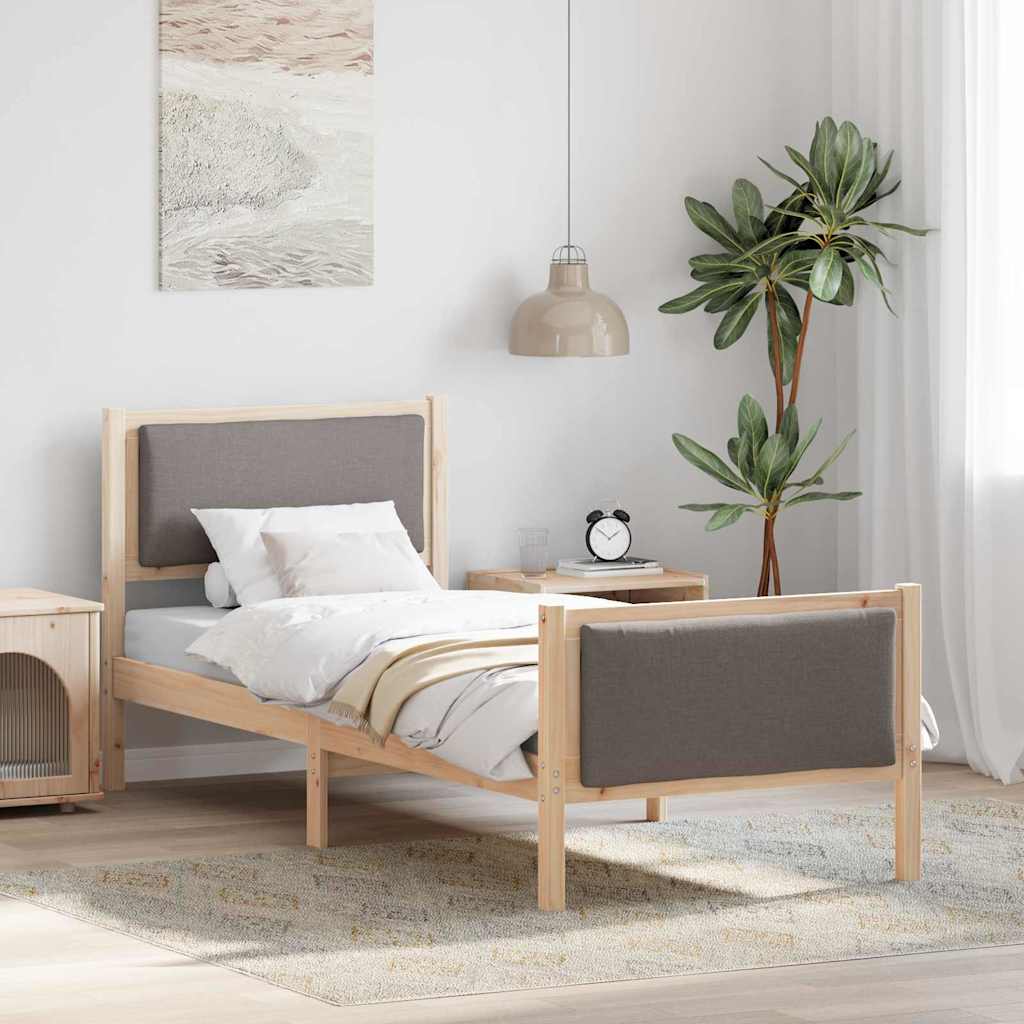 Bed Frame with Headboard Taupe 75 x 190 cm Fabric