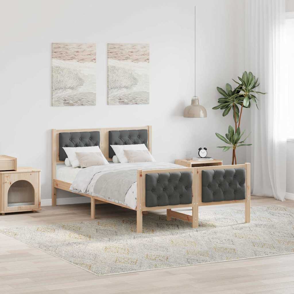 Bed Frame with Headboard Dark Grey 120 x 200 cm Solid Pine Wood