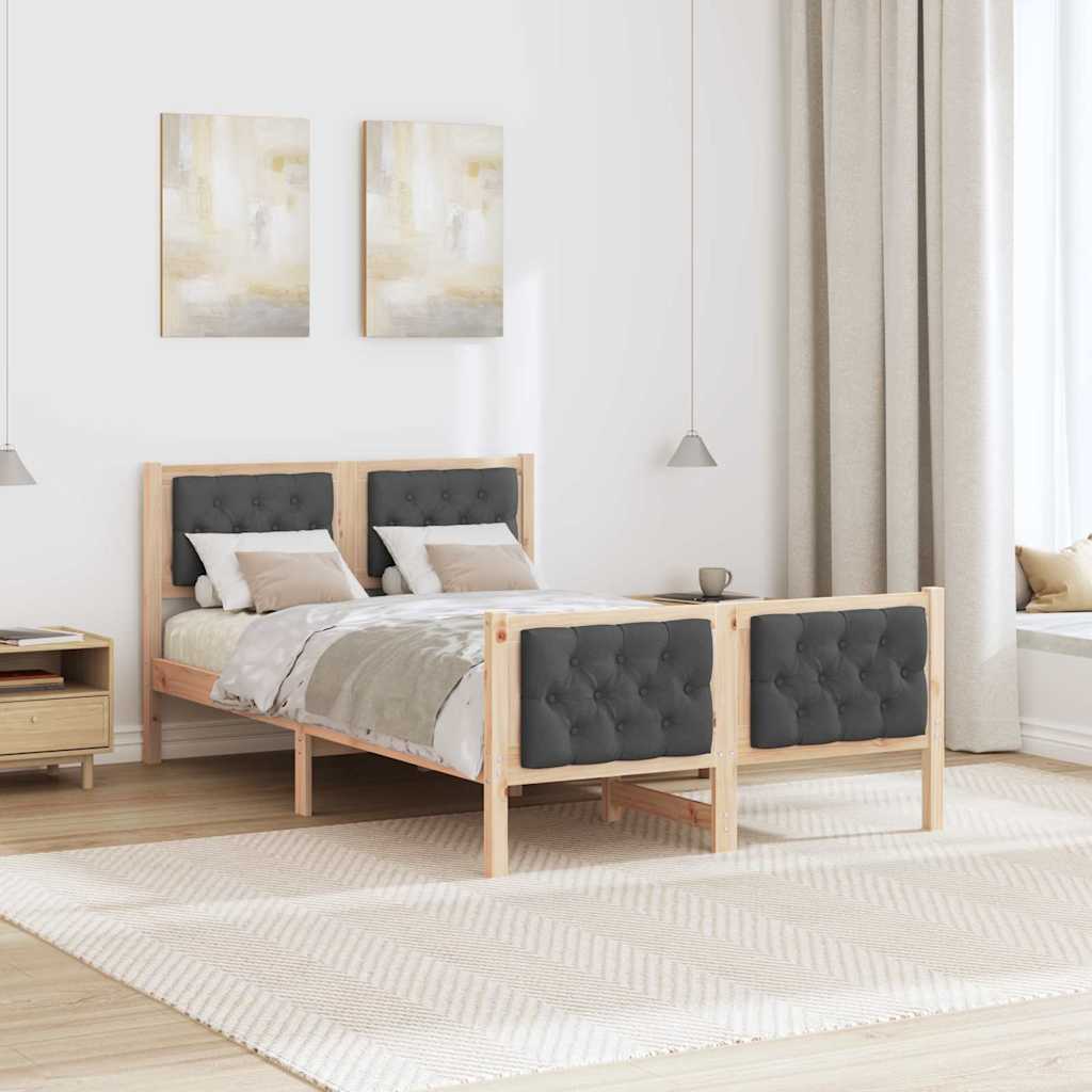 Bed Frame with Headboard Dark Grey 120 x 200 cm Solid Pine Wood