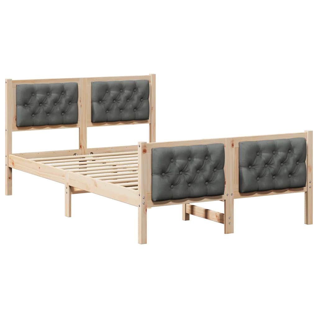 Bed Frame with Headboard Dark Grey 120 x 200 cm Solid Pine Wood
