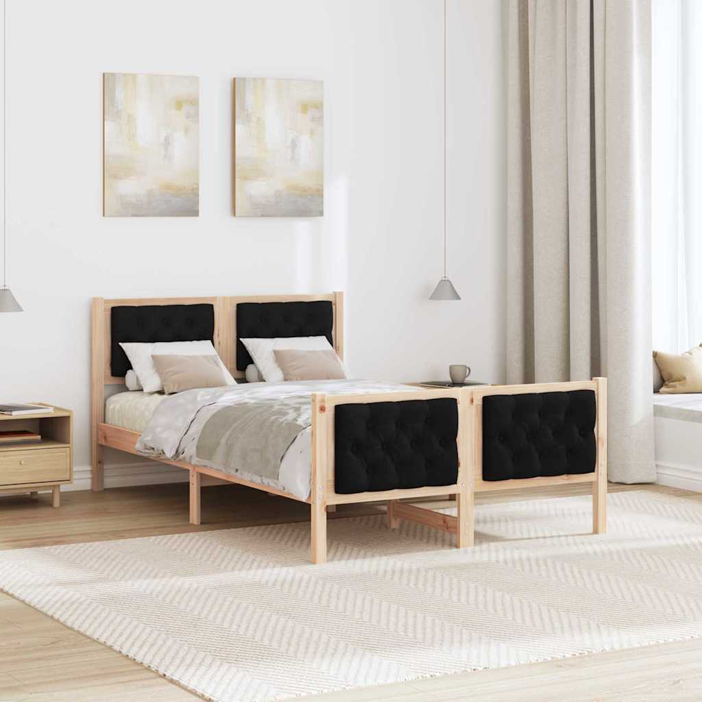 Bed Frame with Headboard Black 120 x 200 cm Solid Pine Wood