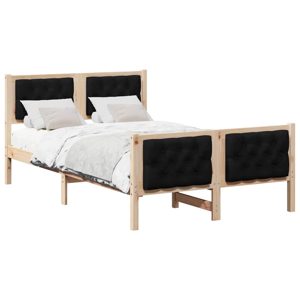Bed Frame with Headboard Black 120 x 200 cm Solid Pine Wood