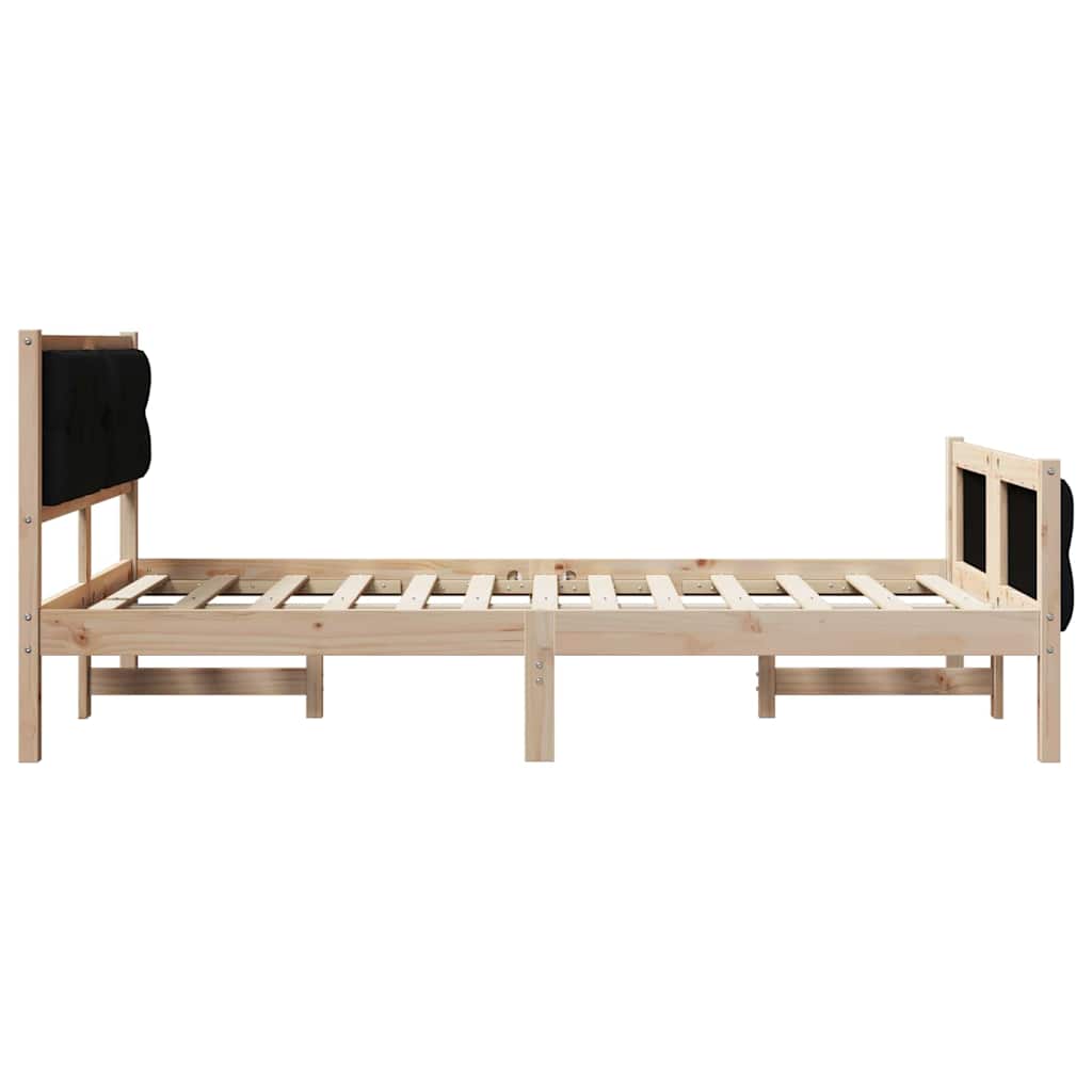 Bed Frame with Headboard Black 120 x 200 cm Solid Pine Wood