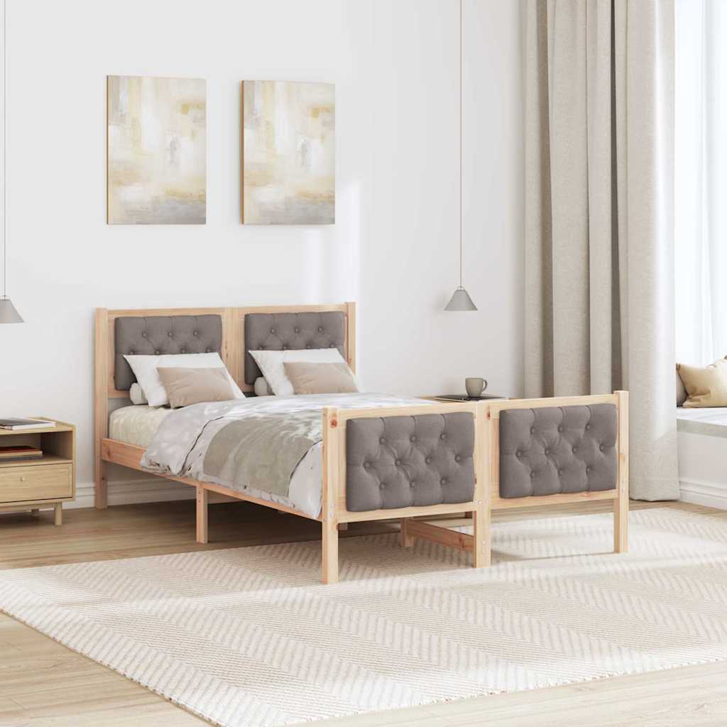 Bed Frame with Headboard Taupe 120 x 200 cm Solid Pine Wood