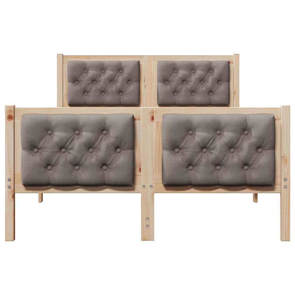 Bed Frame with Headboard Taupe 120 x 200 cm Solid Pine Wood
