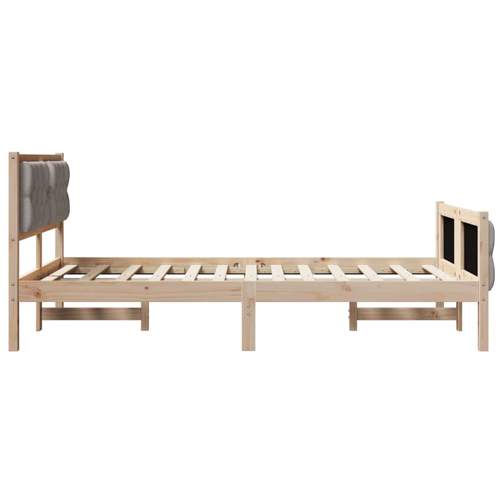 Bed Frame with Headboard Taupe 120 x 200 cm Solid Pine Wood