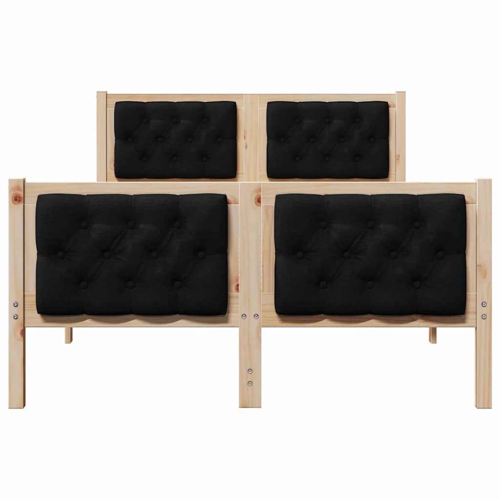 Bed Frame with Headboard Black 120 x 190 cm Solid Pine Wood