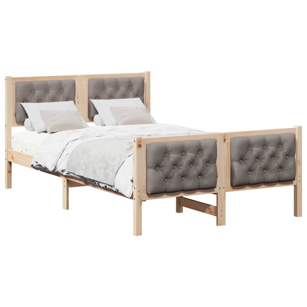 Bed Frame with Headboard Taupe 120 x 190 cm Solid Pine Wood