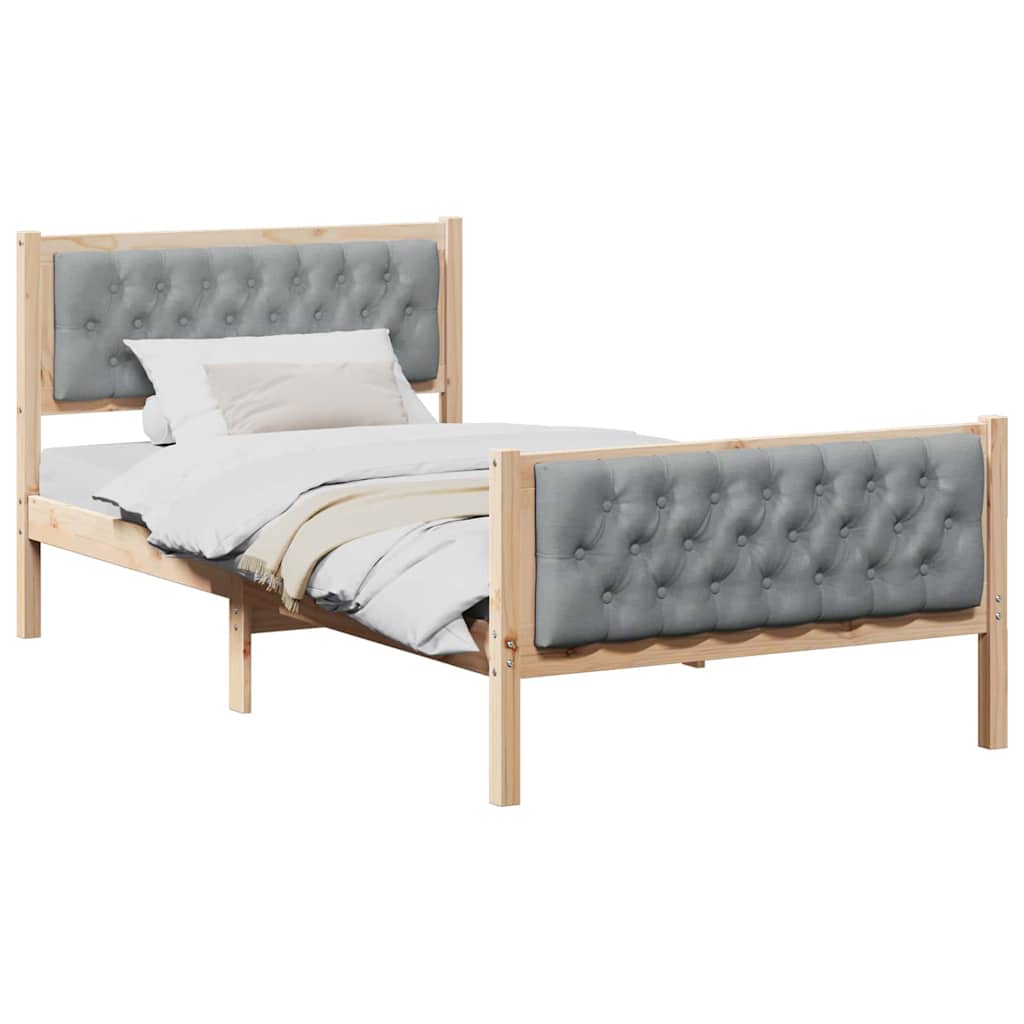 Bed Frame Light Grey 100 x 200 cm Solid Pine Wood
