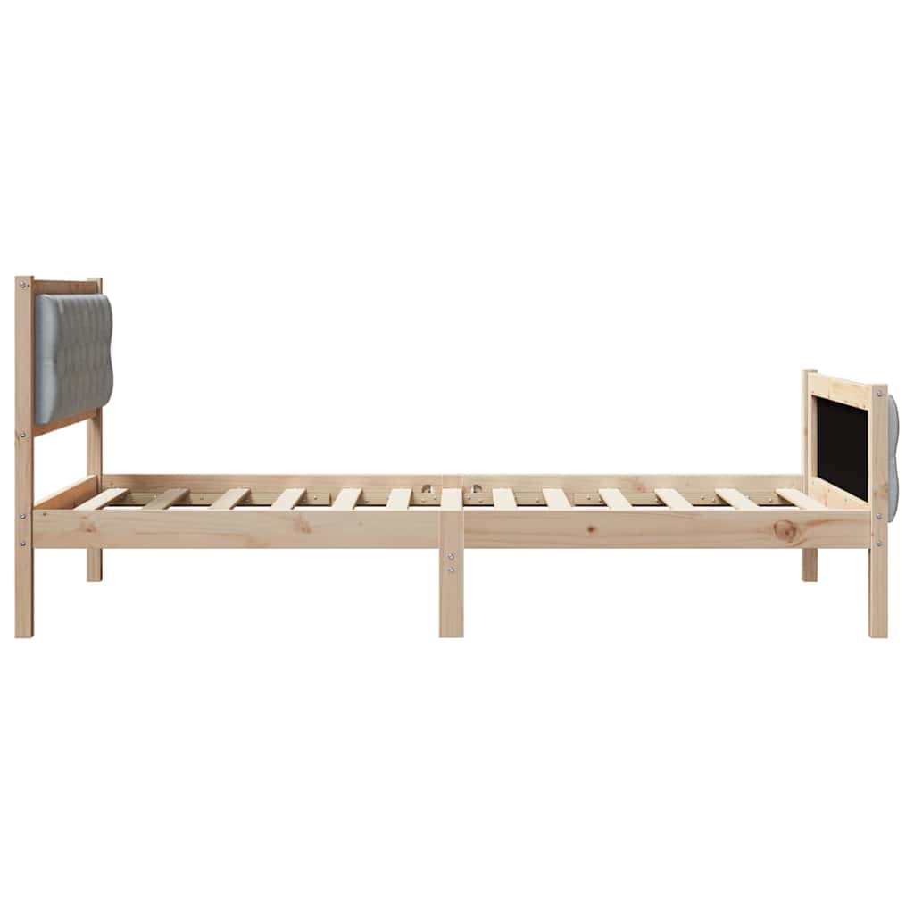 Bed Frame Light Grey 100 x 200 cm Solid Pine Wood