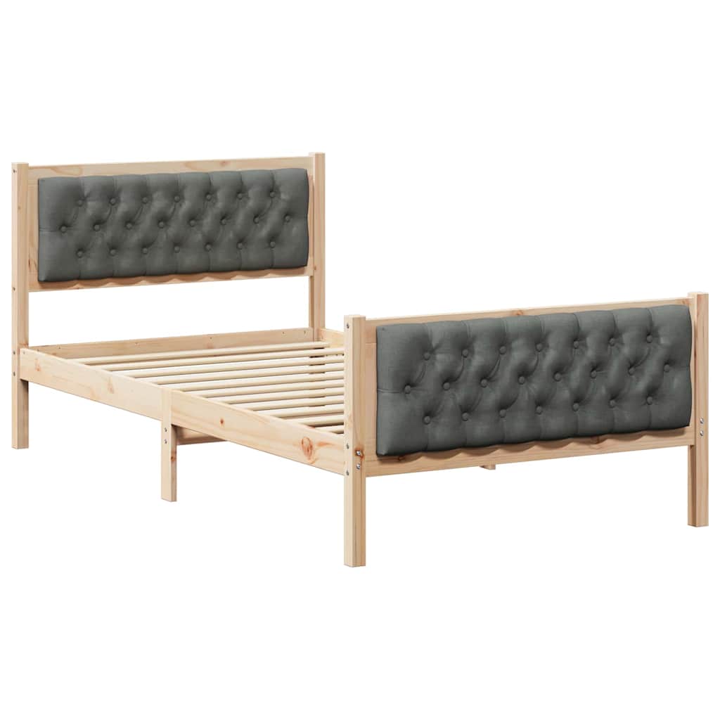 Bed Frame with Headboard Dark Grey 100 x 200 cm Solid Pine Wood