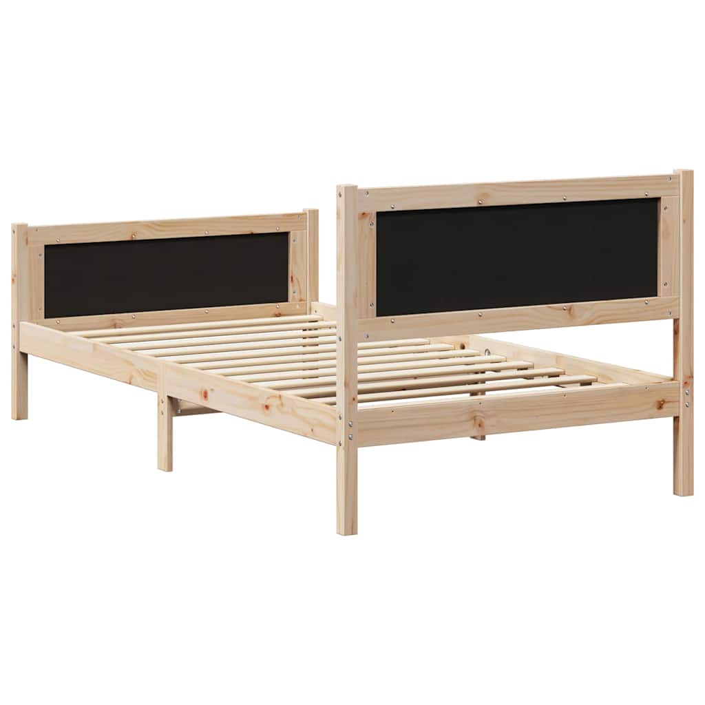 Bed Frame with Headboard Dark Grey 100 x 200 cm Solid Pine Wood