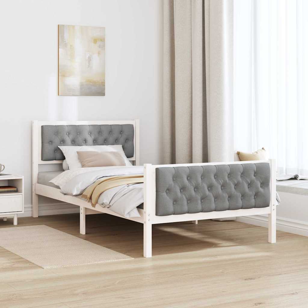 Bed Frame Light Grey 100 x 200 cm Solid Pine Wood