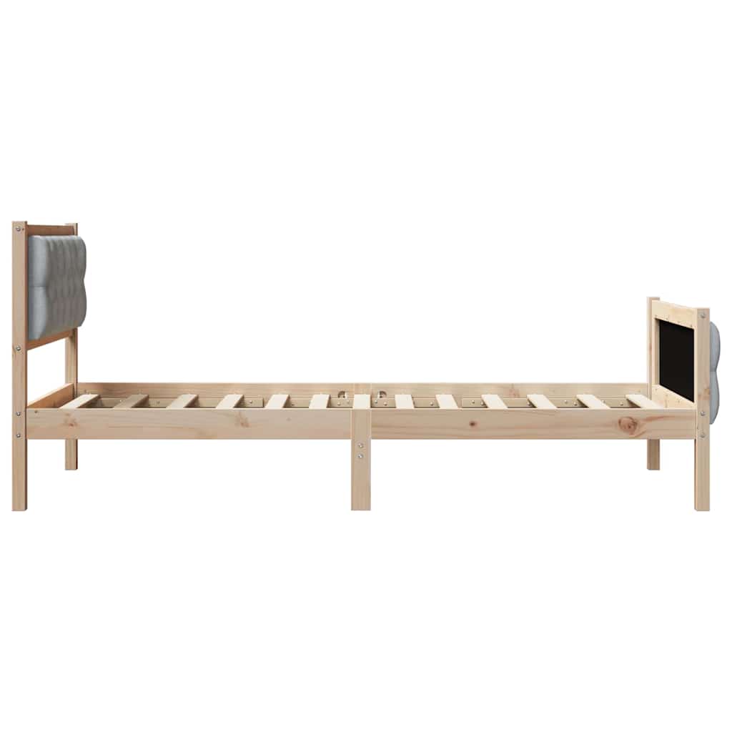 Bed Frame with Headboard Light Grey 90 x 200 cm Solid Pine Wood
