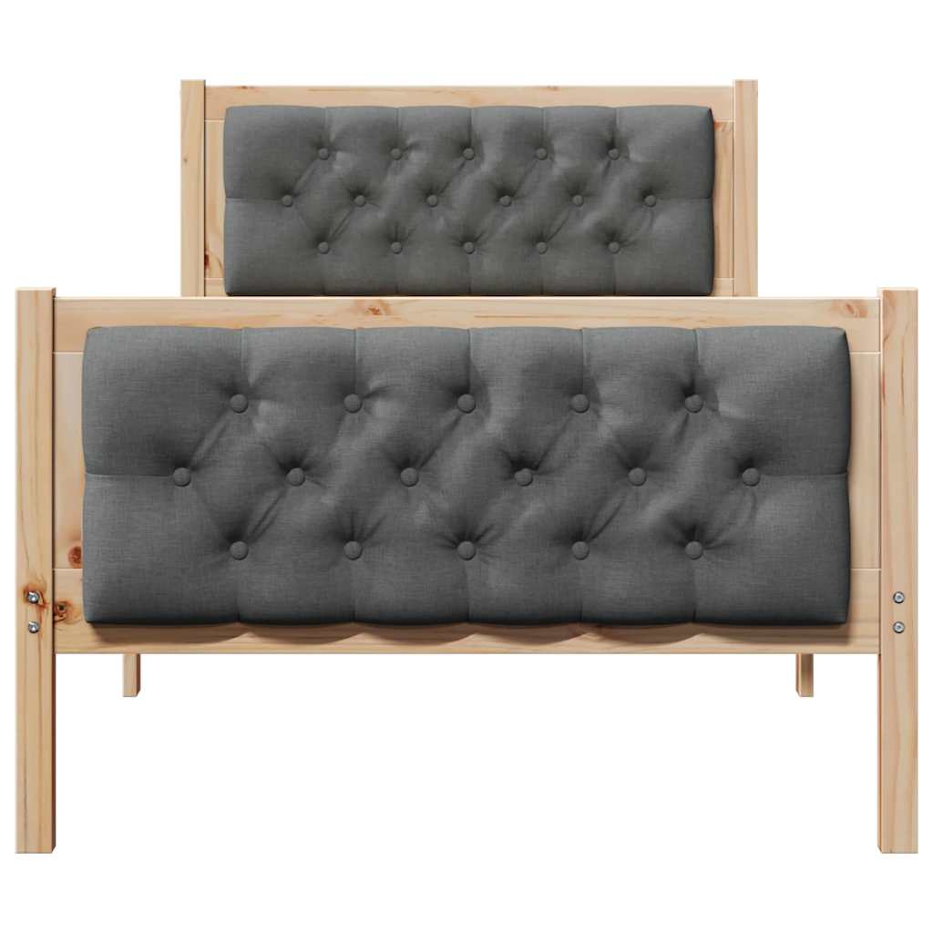 Bed Frame with Headboard Dark Grey 90 x 200 cm Solid Pine Wood