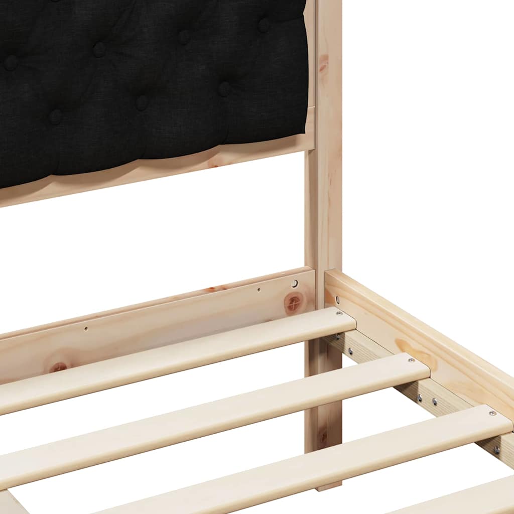 Bed Frame with Headboard Black 90 x 200 cm Solid Pine Wood