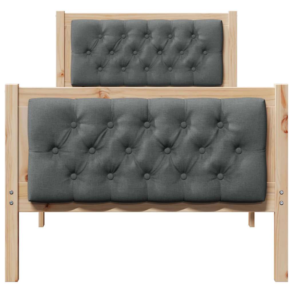 Bed Frame with Headboard Dark Grey 80 x 200 cm Solid Pine Wood