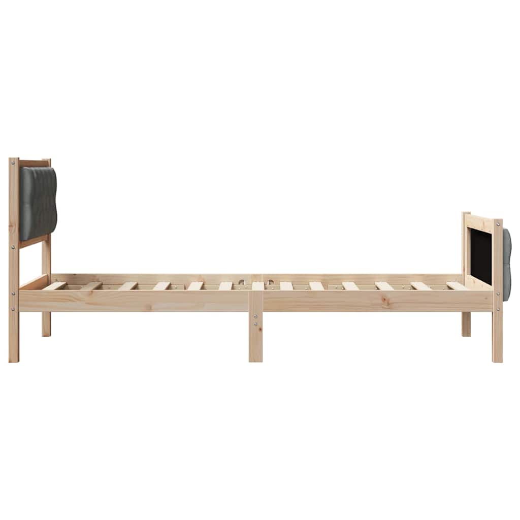 Bed Frame with Headboard Dark Grey 80 x 200 cm Solid Pine Wood