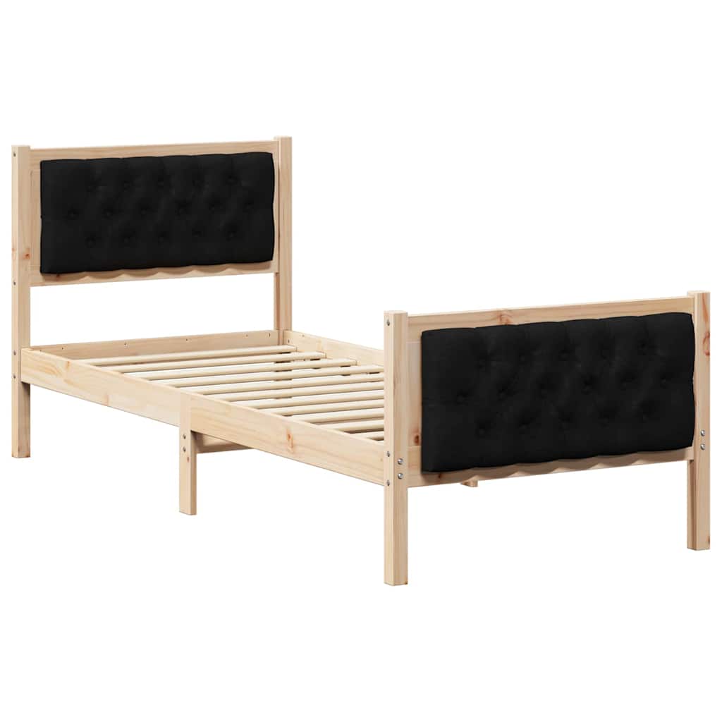 Bed Frame with Headboard Black 80 x 200 cm Solid Pine Wood