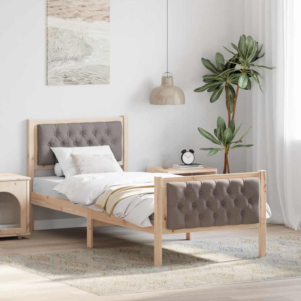 Bed Frame with Headboard Taupe 80 x 200 cm Solid Pine Wood