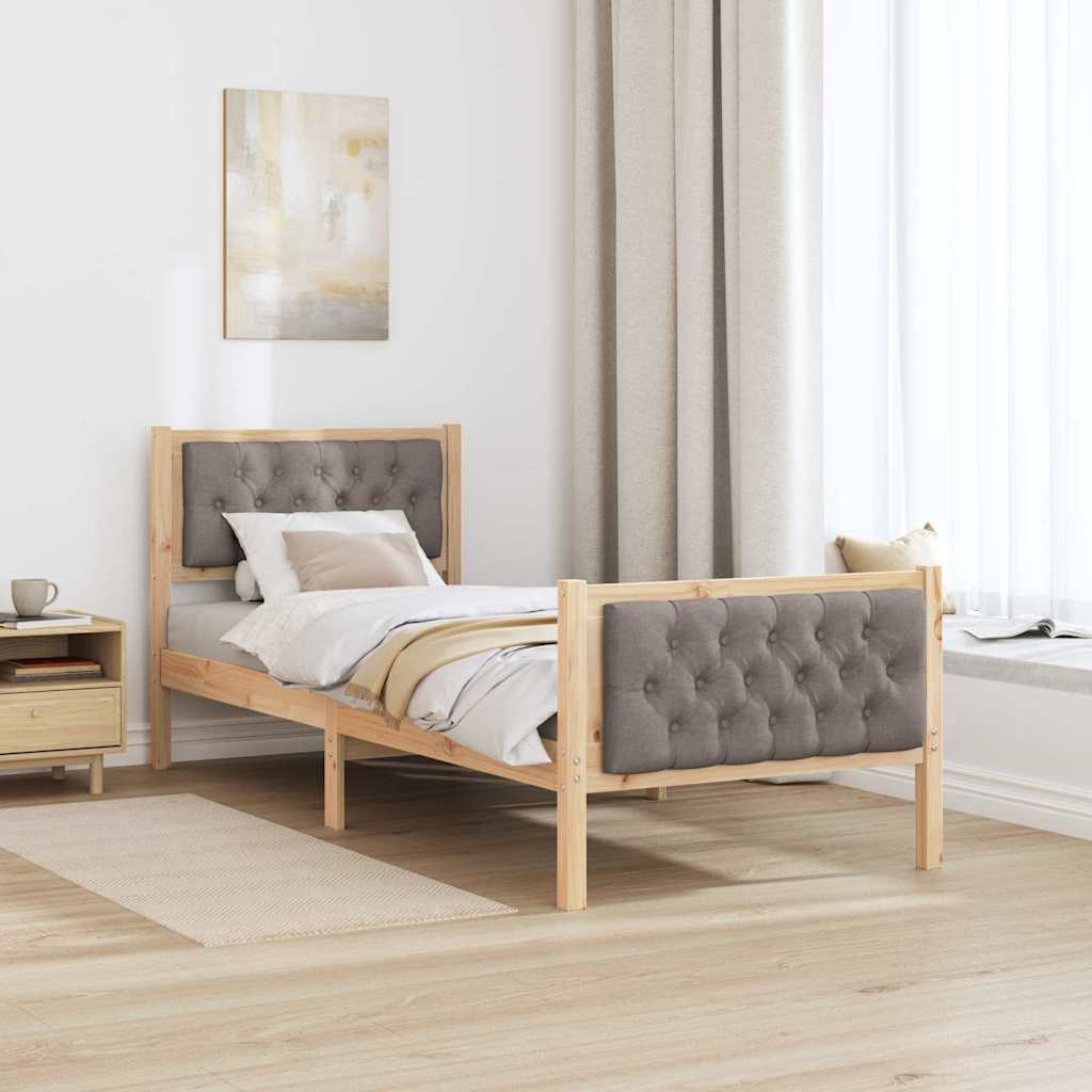 Bed Frame with Headboard Taupe 80 x 200 cm Solid Pine Wood