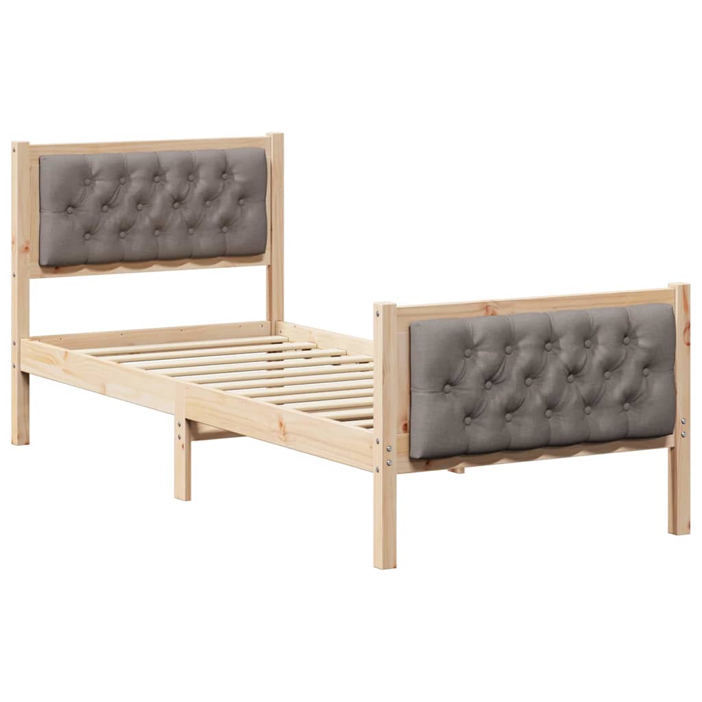 Bed Frame with Headboard Taupe 80 x 200 cm Solid Pine Wood
