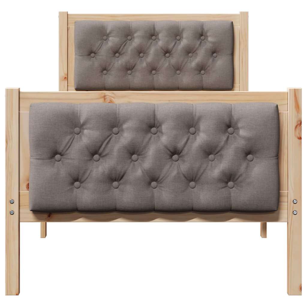 Bed Frame with Headboard Taupe 80 x 200 cm Solid Pine Wood