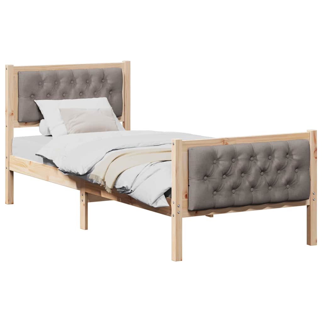 Bed Frame with Headboard Taupe 80 x 200 cm Solid Pine Wood