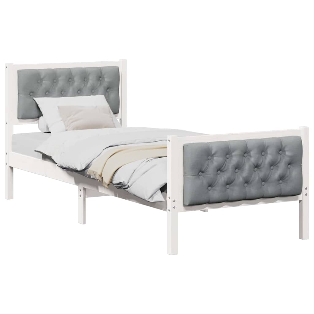 Bed Frame with Headboard Light Grey 80 x 200 cm Solid Pine Wood