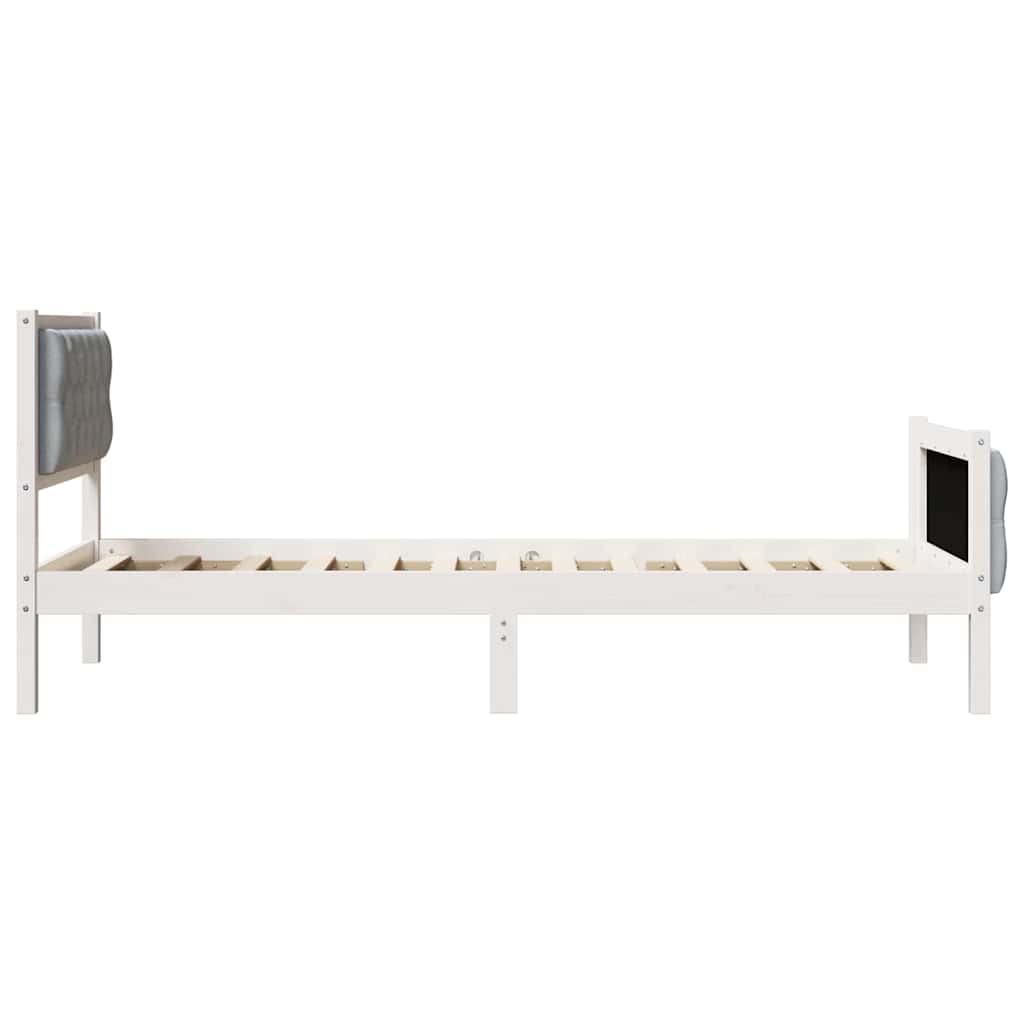 Bed Frame with Headboard Light Grey 80 x 200 cm Solid Pine Wood