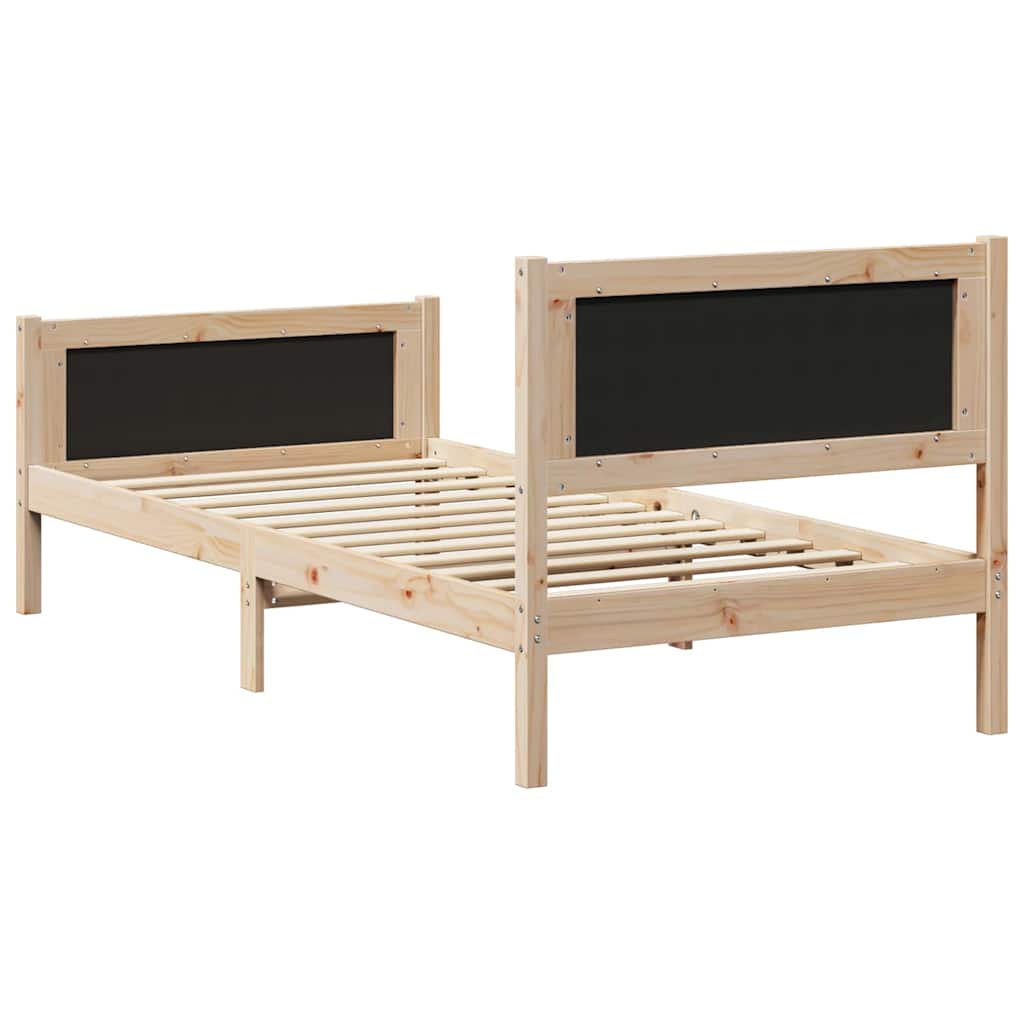 Bed Frame with Headboard Light Grey 90 x 190 cm Solid Pine Wood