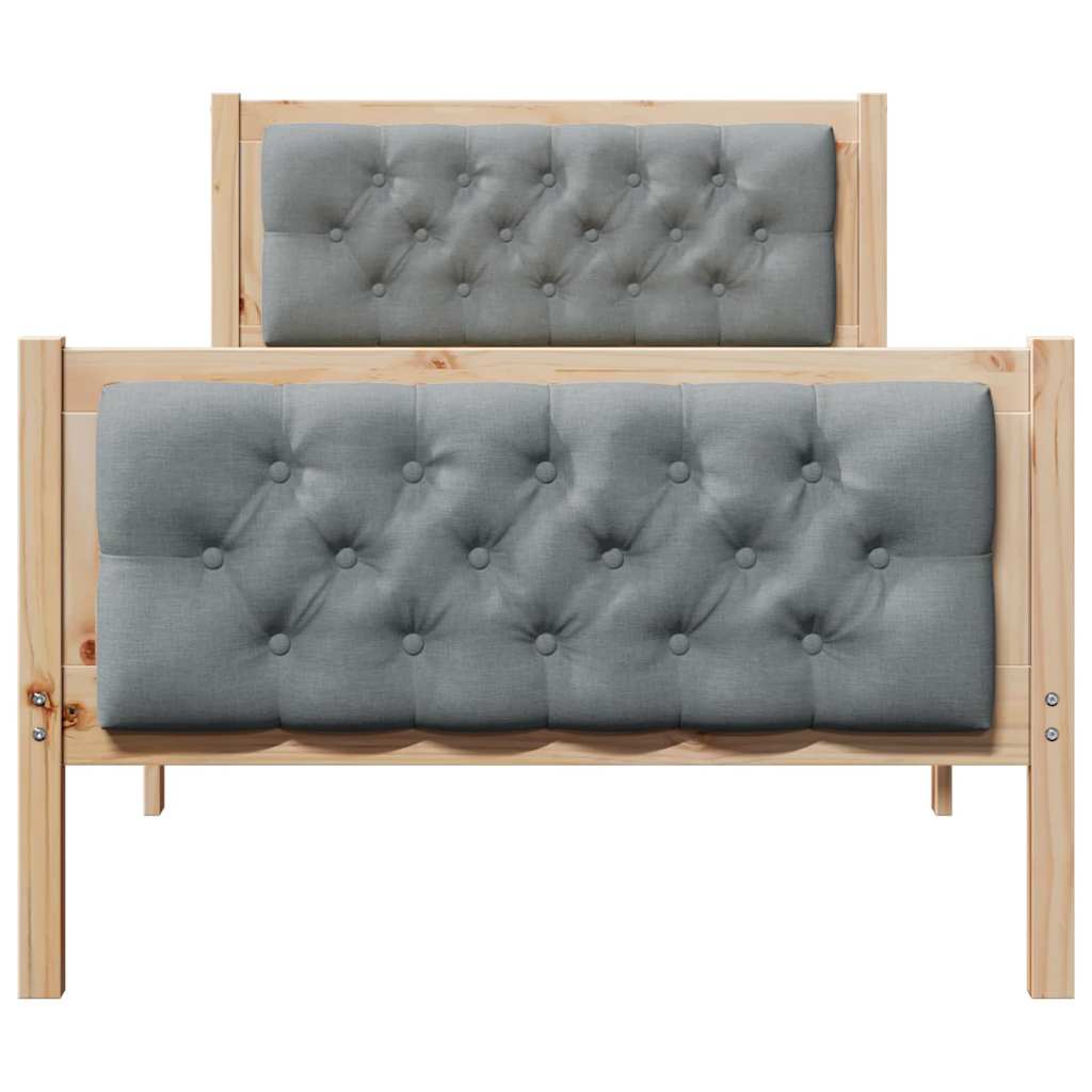 Bed Frame with Headboard Light Grey 90 x 190 cm Solid Pine Wood
