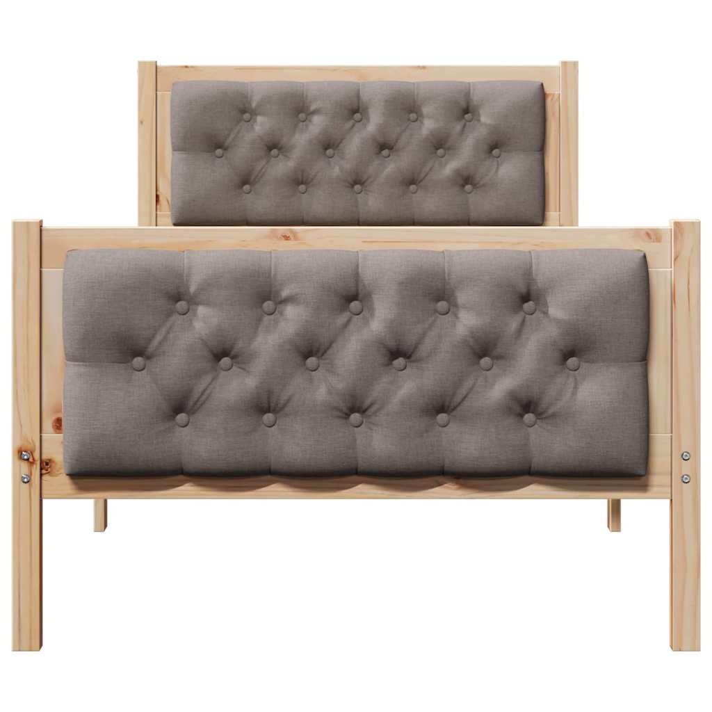 Bed Frame with Headboard Taupe 90 x 190 cm Solid Pine Wood
