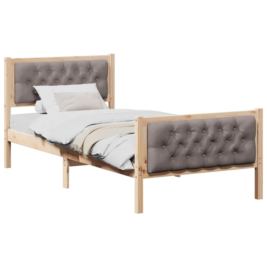 Bed Frame with Headboard Taupe 90 x 190 cm Solid Pine Wood