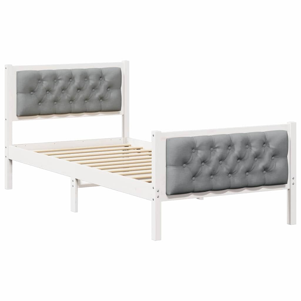Bed Frame with Headboard Light Grey 90 x 190 cm Solid Pine Wood