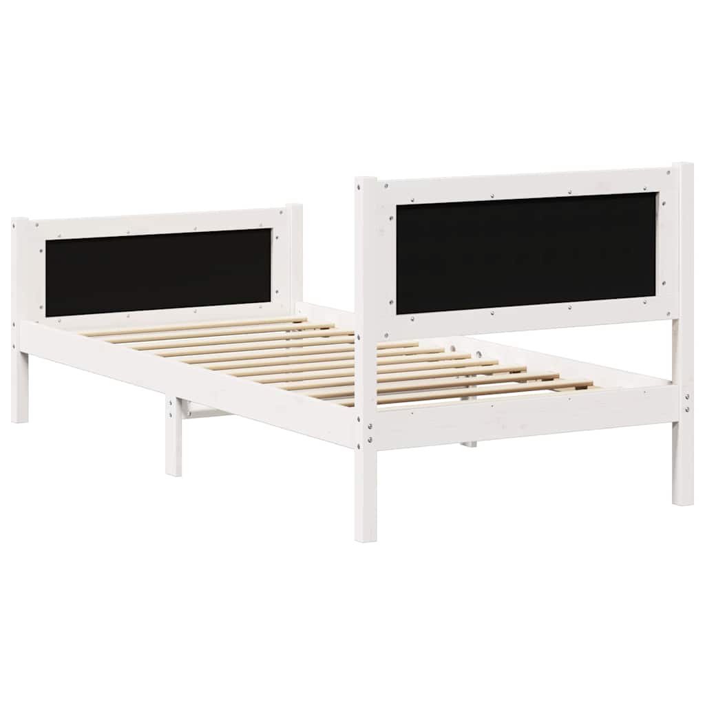 Bed Frame with Headboard Light Grey 90 x 190 cm Solid Pine Wood
