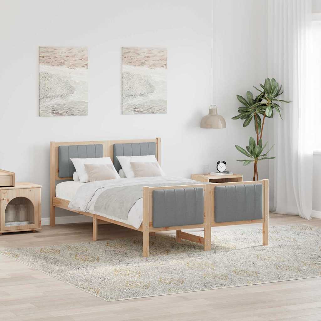Bed frame Brown and light grey 120 x 200 cm Solid pine wood
