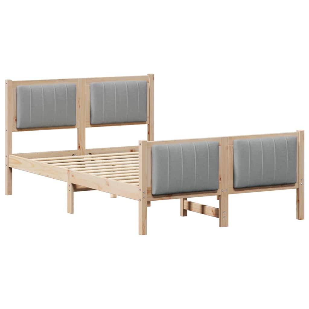 Bed frame Brown and light grey 120 x 200 cm Solid pine wood