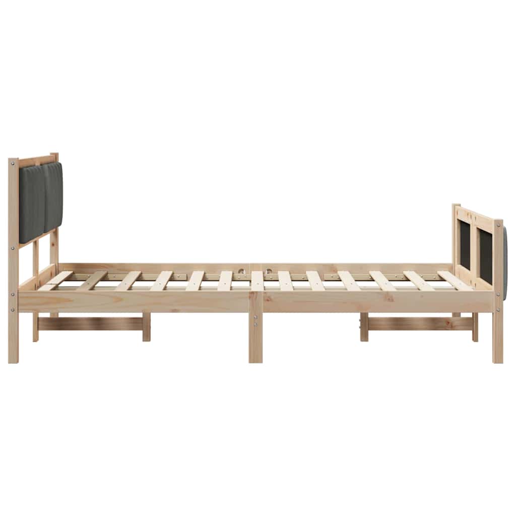 Bed frame Brown and dark grey 120 x 200 cm Solid pine wood