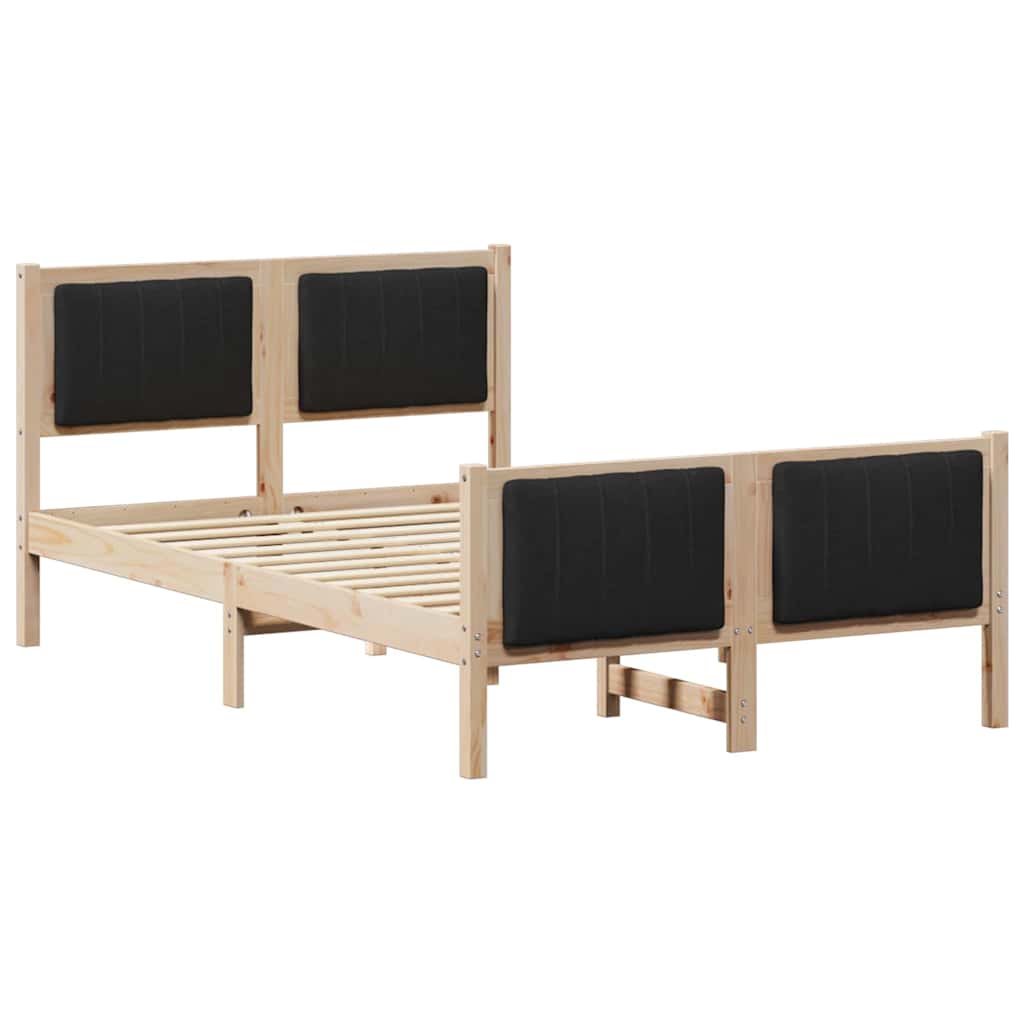 Bed frame Brown and black 120 x 200 cm Solid pine wood