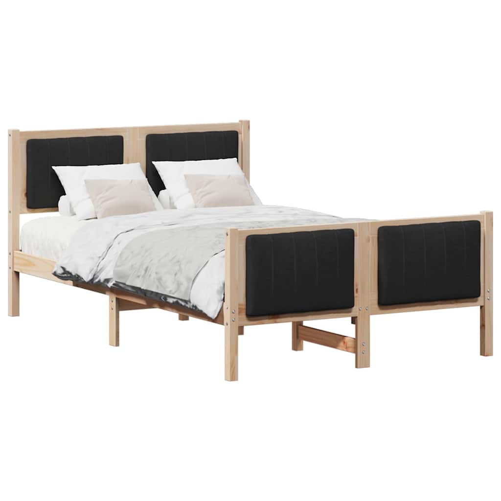 Bed frame Brown and black 120 x 200 cm Solid pine wood