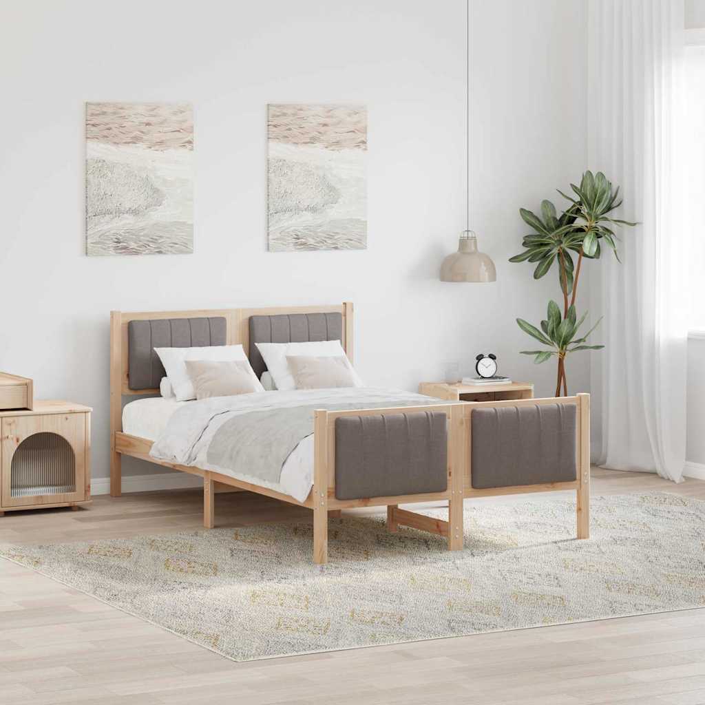 Bed frame Brown and taupe 120 x 200 cm Solid pine wood
