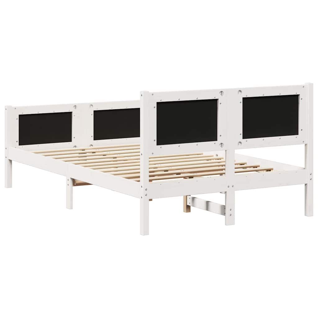 Bed frame White and light grey 120 x 200 cm Solid pine wood