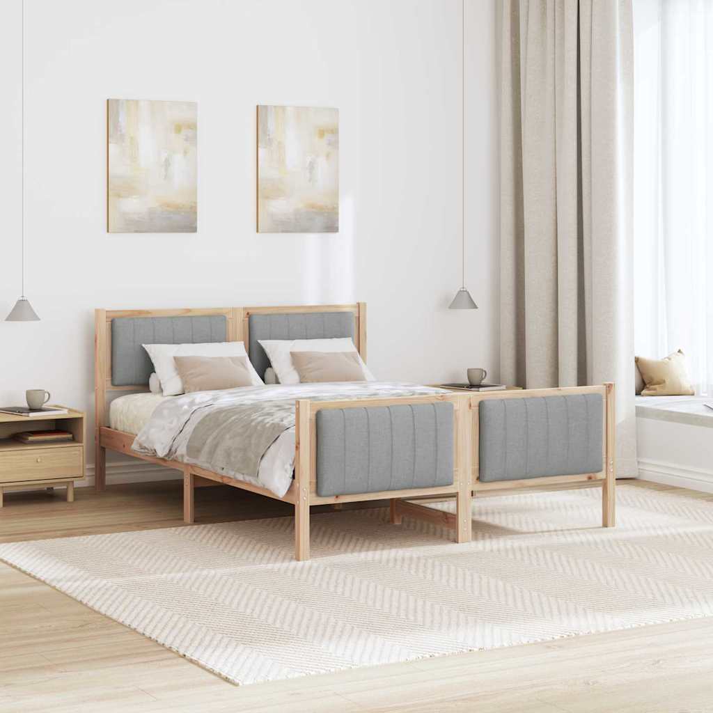 Bed frame Brown and light grey 135 x 190 cm Solid pine wood