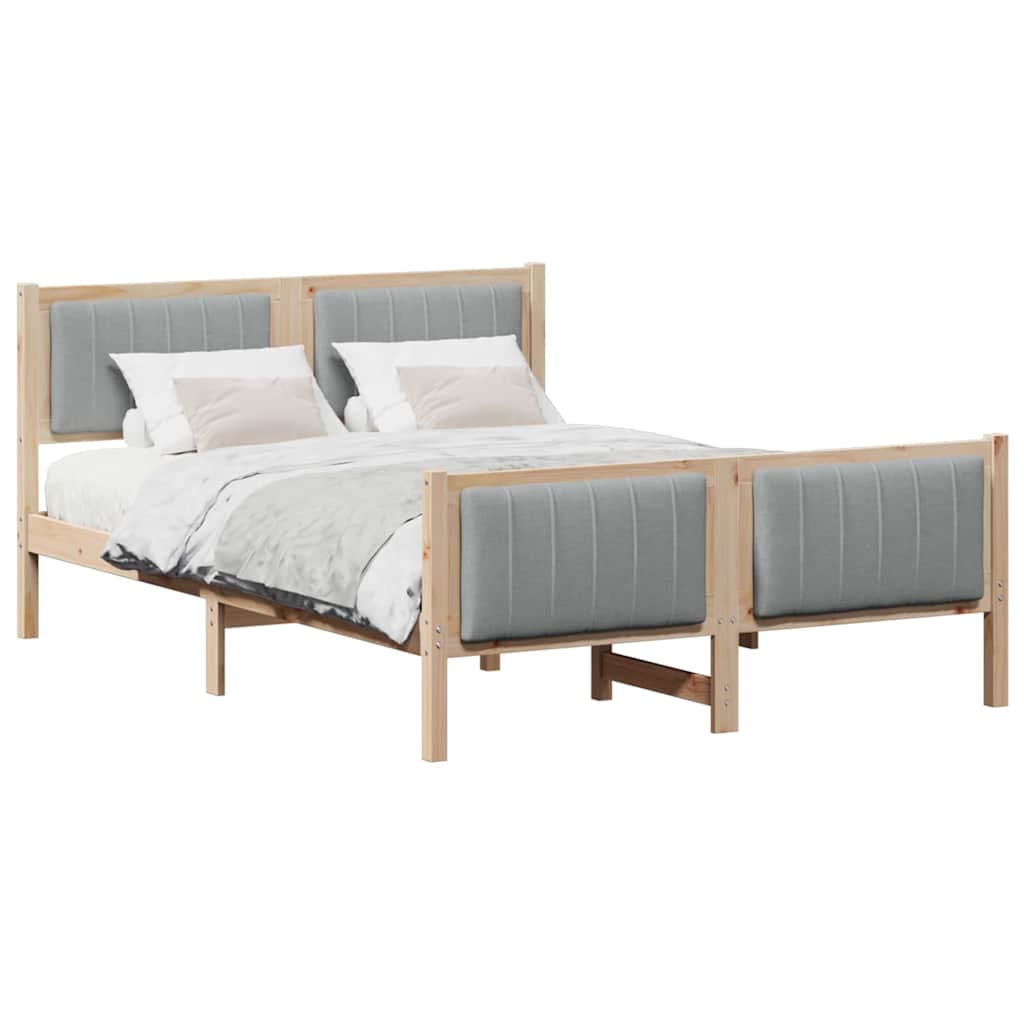 Bed frame Brown and light grey 135 x 190 cm Solid pine wood