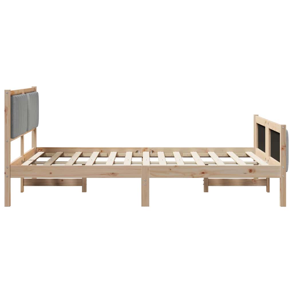 Bed frame Brown and light grey 135 x 190 cm Solid pine wood