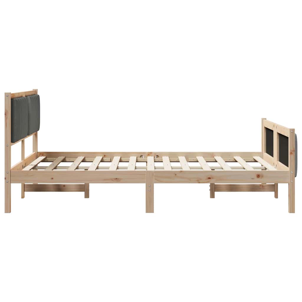 Bed frame Brown and dark grey 135 x 190 cm Solid pine wood