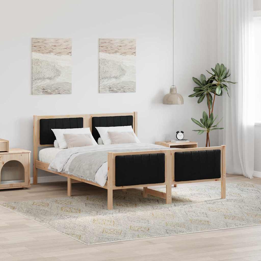 Bed frame Brown and black 135 x 190 cm Solid pine wood